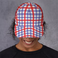 Blue Red And White Check Pattern Print Baseball Cap