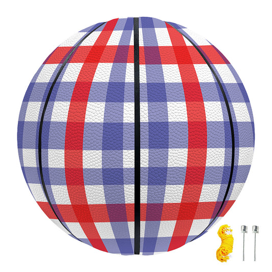 Blue Red And White Check Pattern Print Basketball