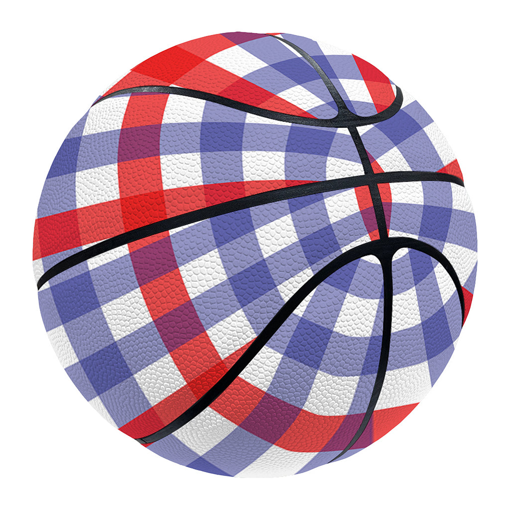 Blue Red And White Check Pattern Print Basketball
