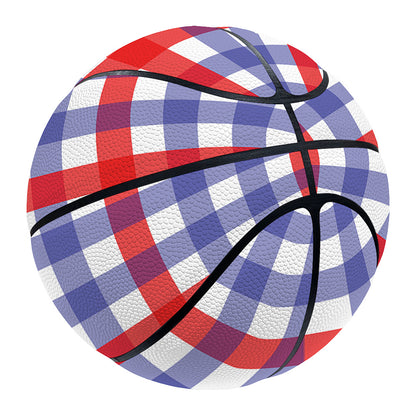 Blue Red And White Check Pattern Print Basketball