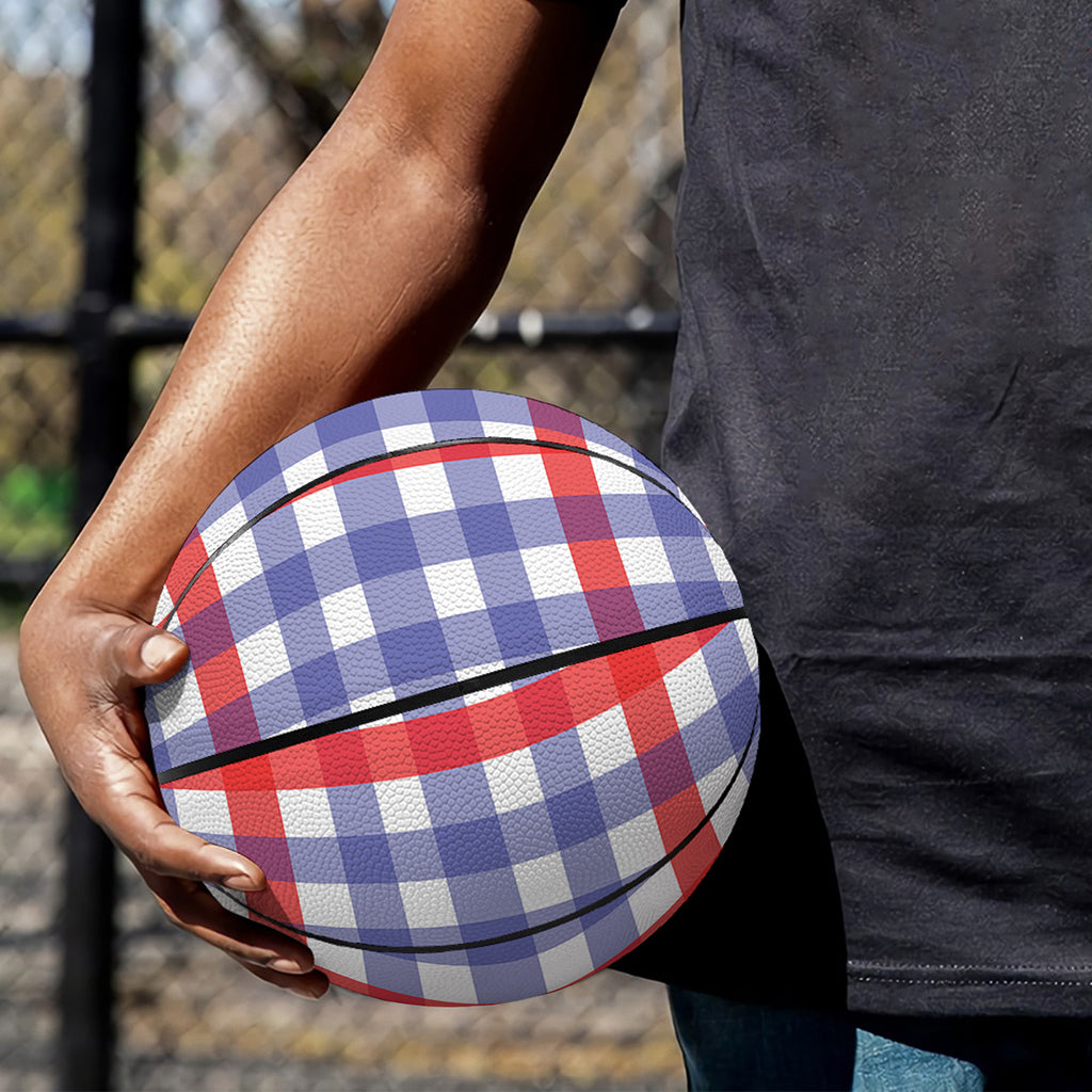 Blue Red And White Check Pattern Print Basketball
