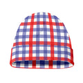 Blue Red And White Check Pattern Print Beanie