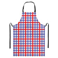 Blue Red And White Check Pattern Print Bib Apron With Pocket