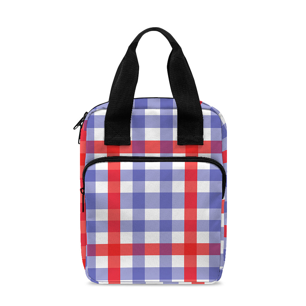 Blue Red And White Check Pattern Print Bible Tote Bag