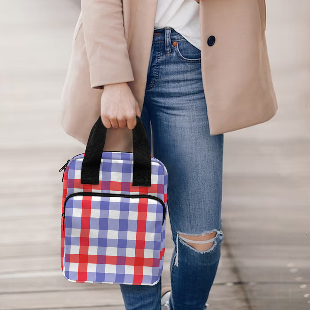 Blue Red And White Check Pattern Print Bible Tote Bag