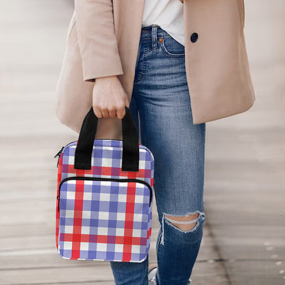 Blue Red And White Check Pattern Print Bible Tote Bag