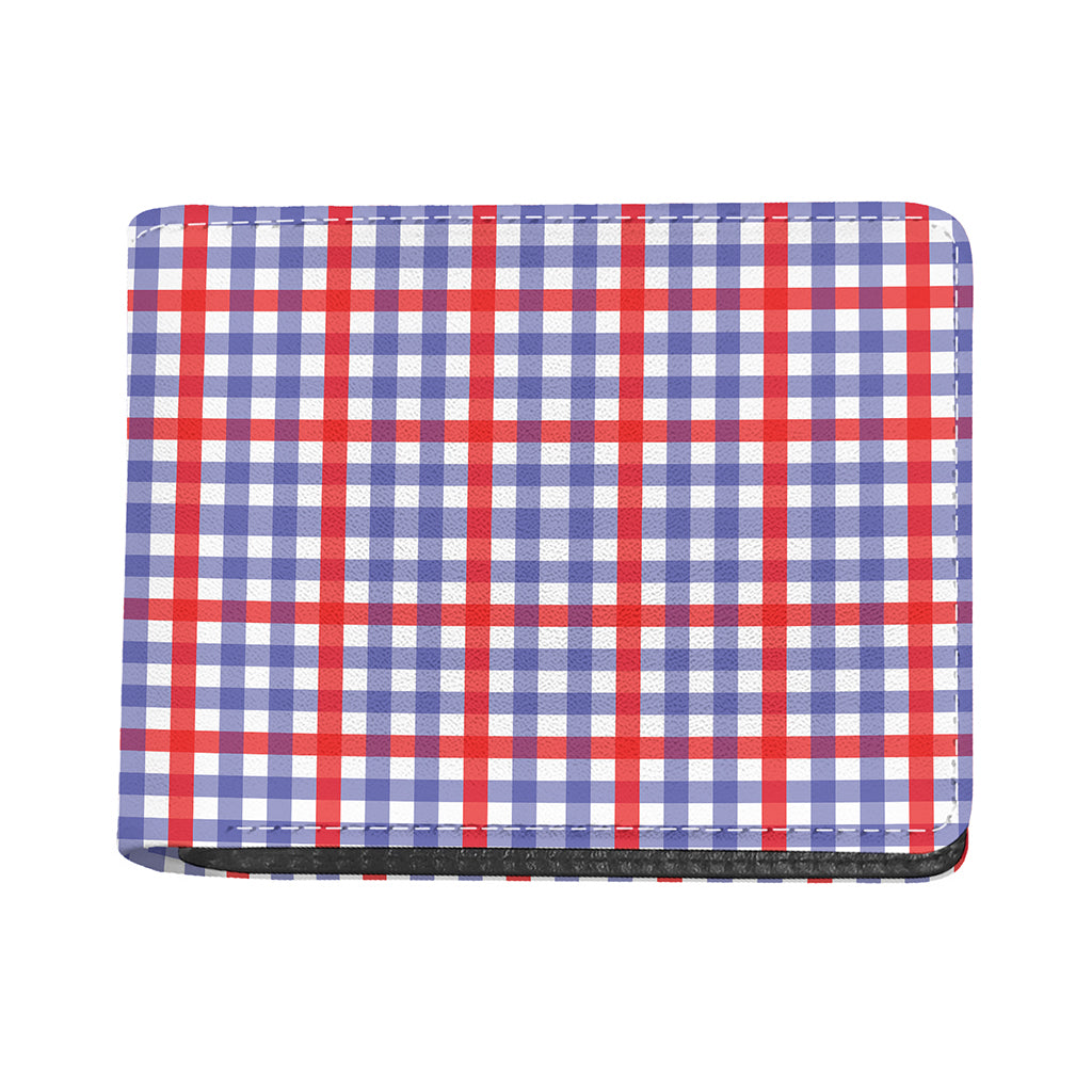 Blue Red And White Check Pattern Print Bifold Wallet