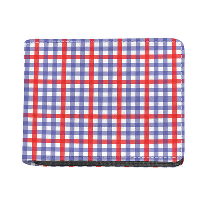 Blue Red And White Check Pattern Print Bifold Wallet