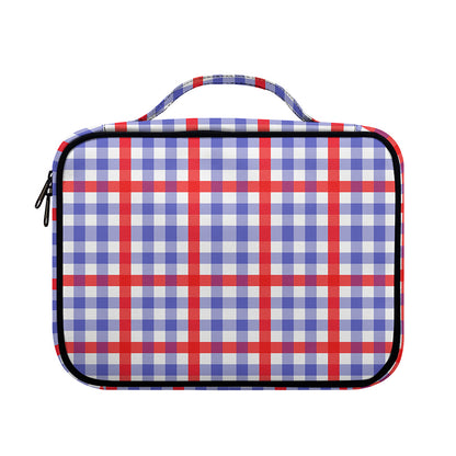 Blue Red And White Check Pattern Print Briefcase Bible Bag
