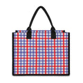 Blue Red And White Check Pattern Print Canvas Tote Bag
