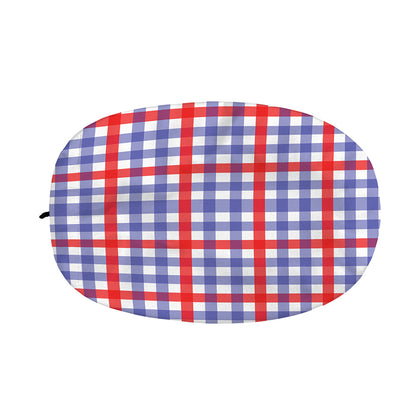 Blue Red And White Check Pattern Print Car Side Mirror Covers