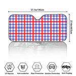 Blue Red And White Check Pattern Print Car Windshield Sun Shade