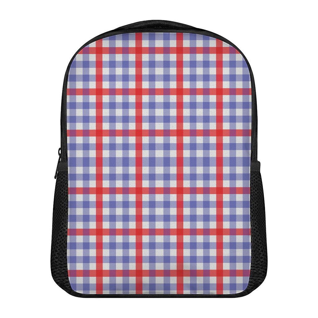 Blue Red And White Check Pattern Print Casual Backpack