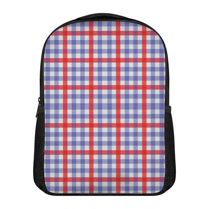 Blue Red And White Check Pattern Print Casual Backpack