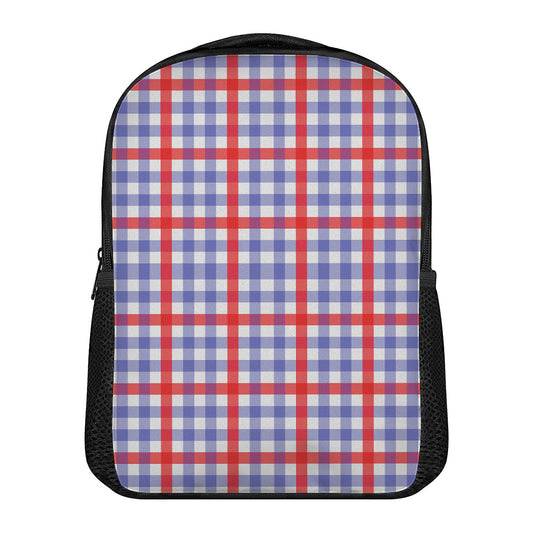 Blue Red And White Check Pattern Print Casual Backpack