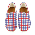 Blue Red And White Check Pattern Print Casual Shoes
