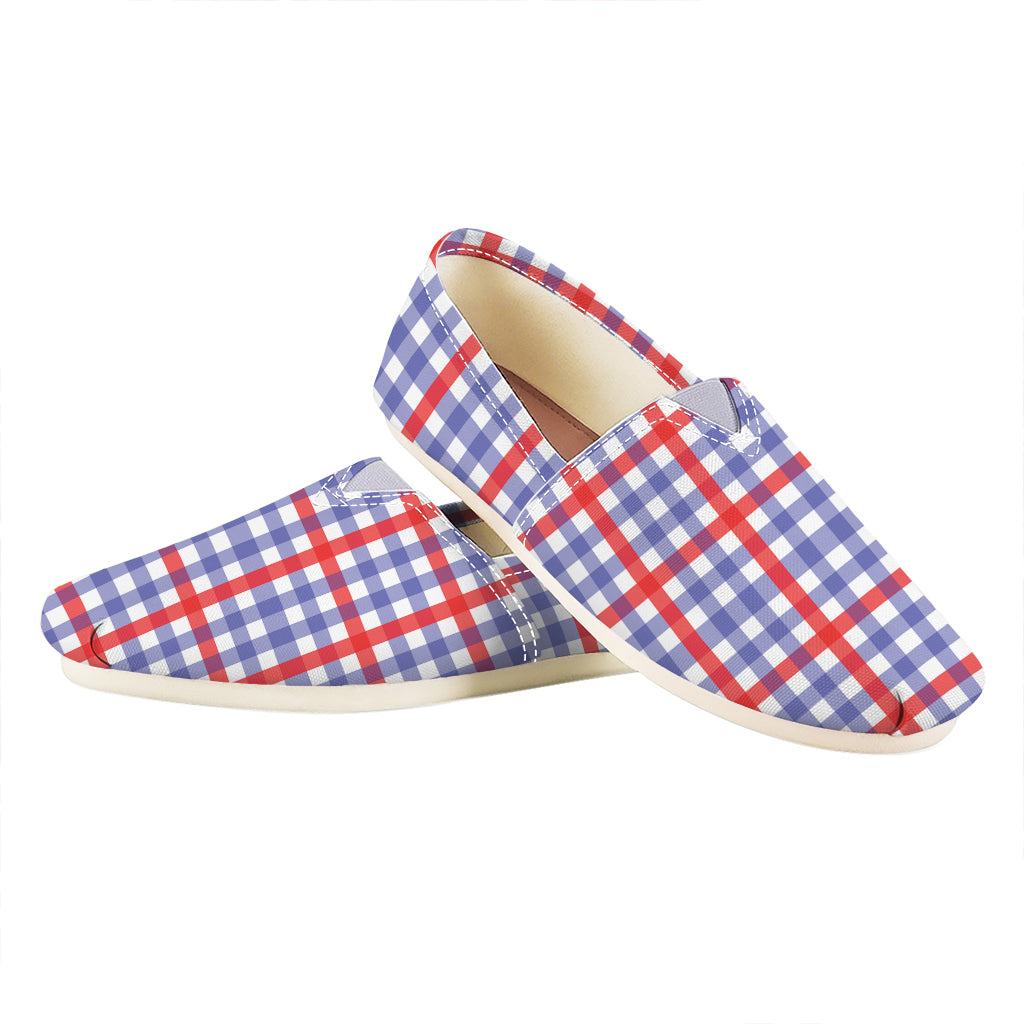 Blue Red And White Check Pattern Print Casual Shoes