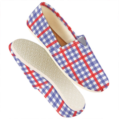 Blue Red And White Check Pattern Print Casual Shoes