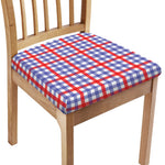 Blue Red And White Check Pattern Print Chair Cushion Cover