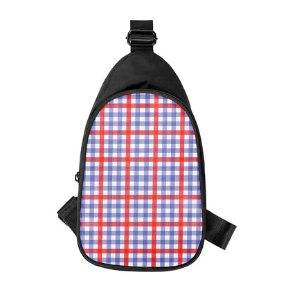 Blue Red And White Check Pattern Print Chest Bag