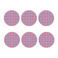 Blue Red And White Check Pattern Print Coaster Set