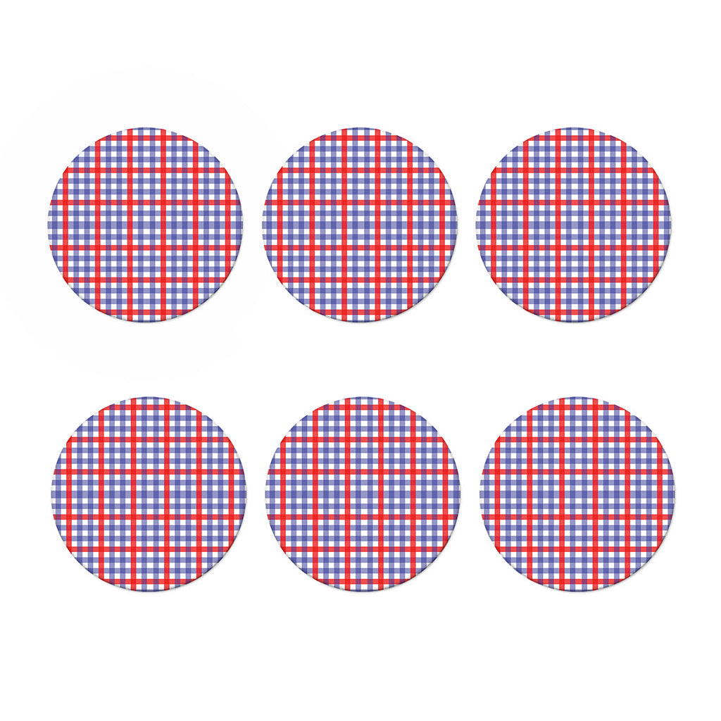 Blue Red And White Check Pattern Print Coaster Set