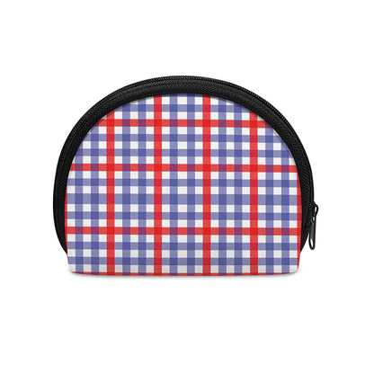 Blue Red And White Check Pattern Print Coin Purse