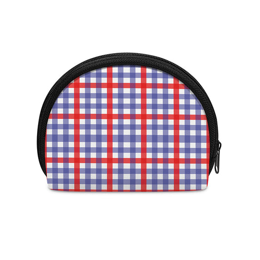 Blue Red And White Check Pattern Print Coin Purse