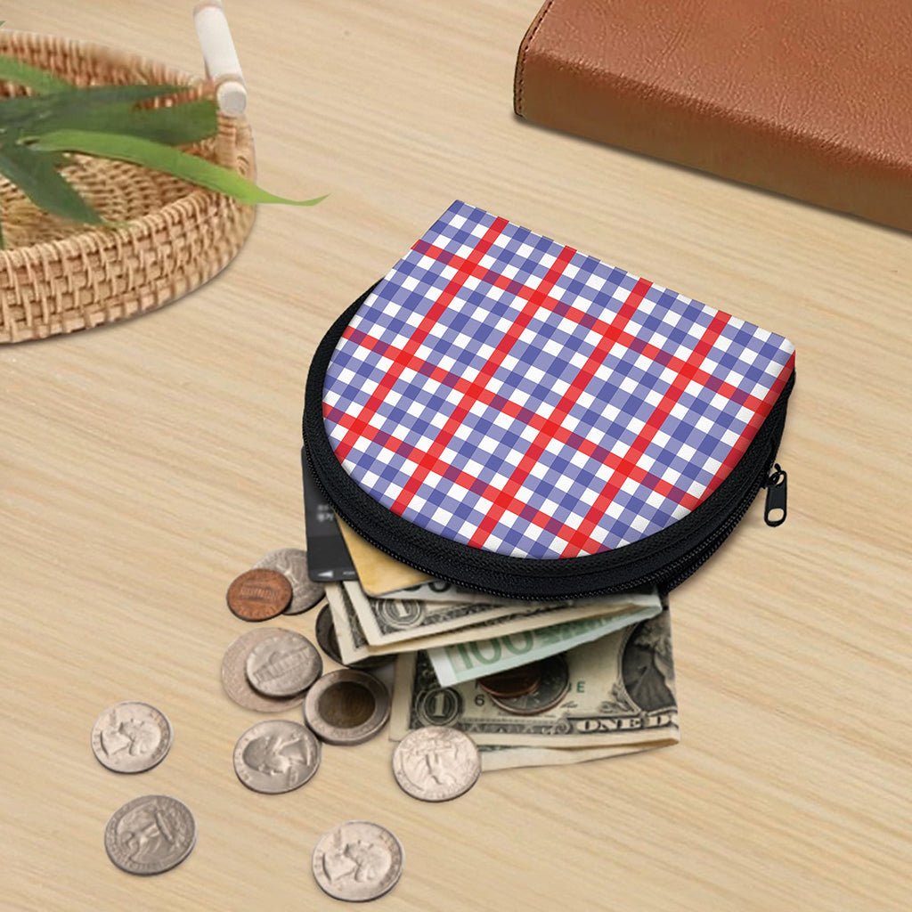 Blue Red And White Check Pattern Print Coin Purse