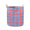Blue Red And White Check Pattern Print Collapsible Laundry Basket