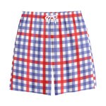 Blue Red And White Check Pattern Print Cotton Shorts