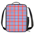 Blue Red And White Check Pattern Print Crossbody Lunch Bag