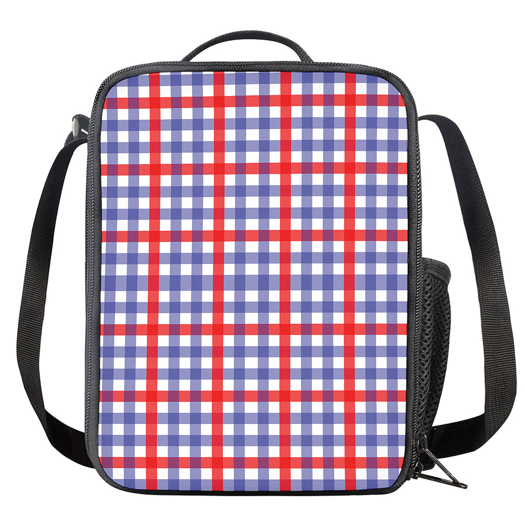 Blue Red And White Check Pattern Print Crossbody Lunch Bag