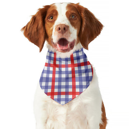 Blue Red And White Check Pattern Print Dog Bandana