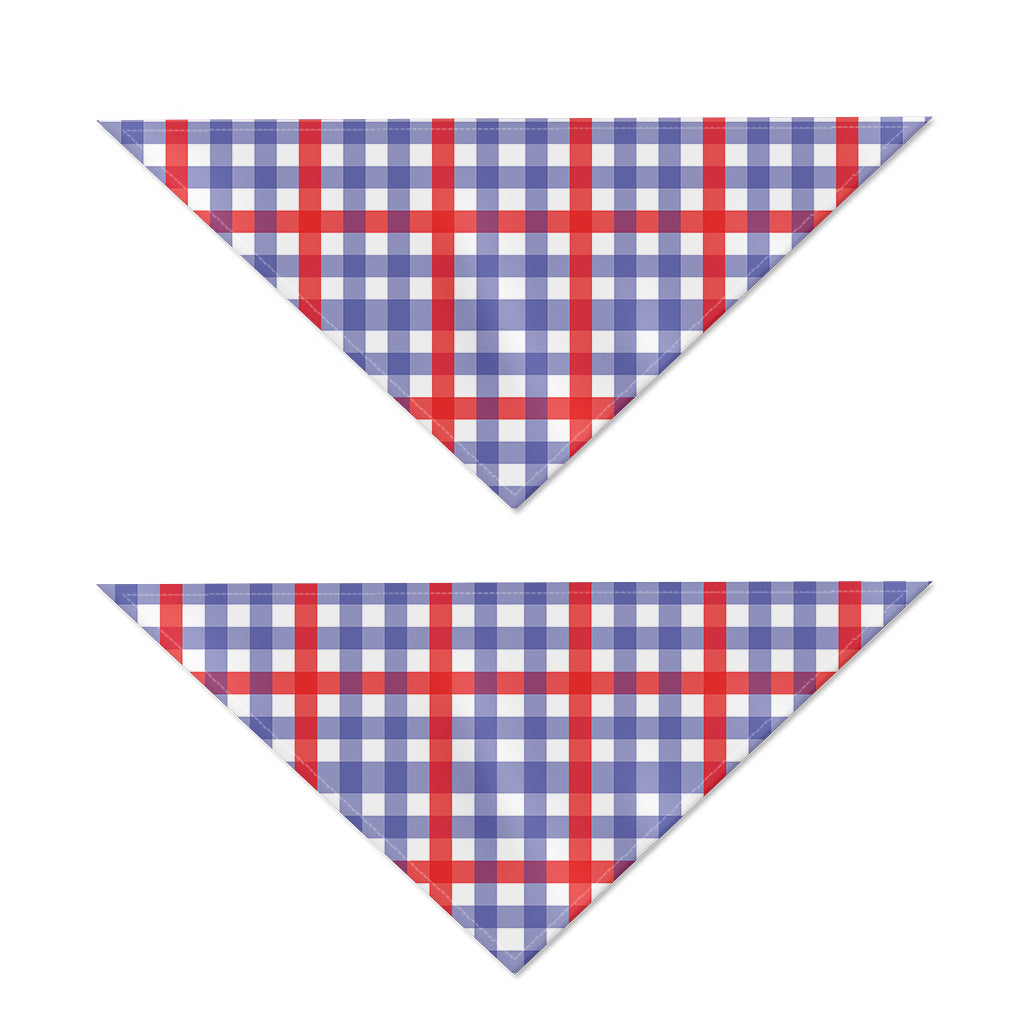 Blue Red And White Check Pattern Print Dog Bandana