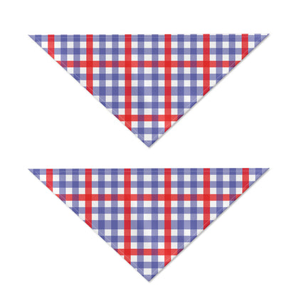 Blue Red And White Check Pattern Print Dog Bandana