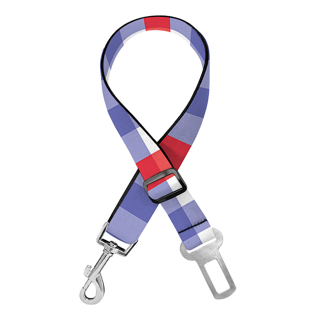 Blue Red And White Check Pattern Print Dog Seat Belt