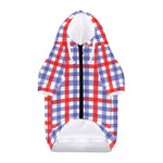 Blue Red And White Check Pattern Print Dog Zip Up Hoodie