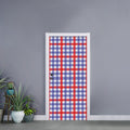 Blue Red And White Check Pattern Print Door Sticker