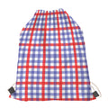 Blue Red And White Check Pattern Print Drawstring Bag