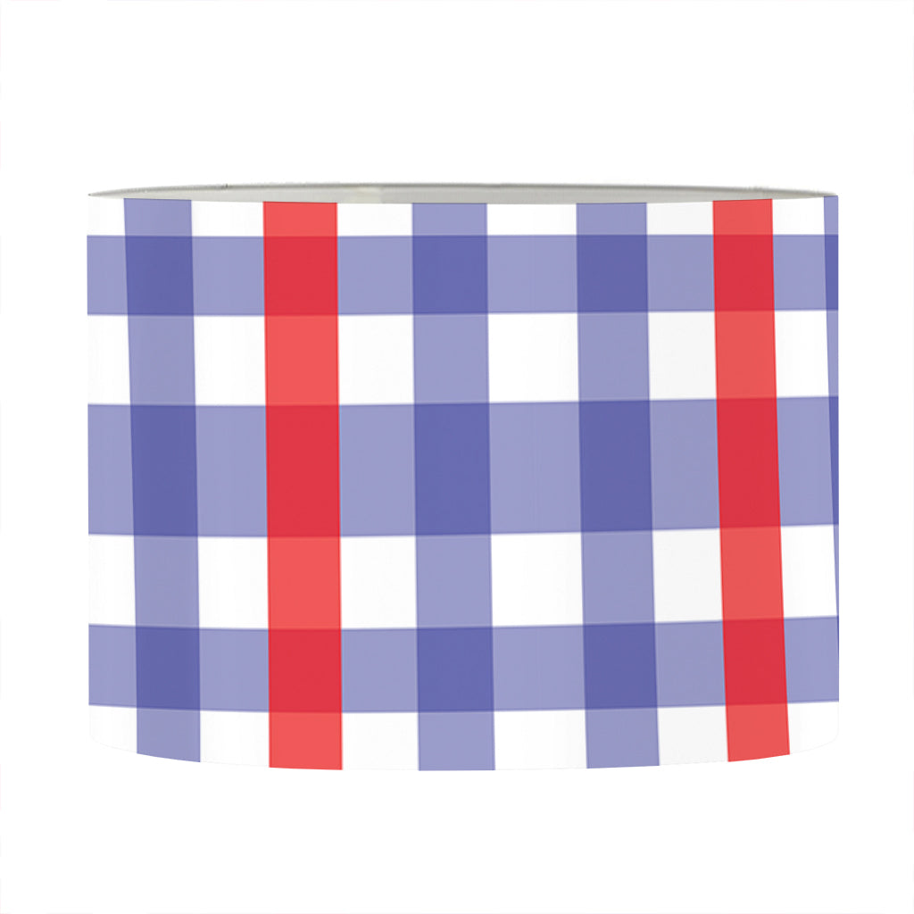 Blue Red And White Check Pattern Print Drum Lamp Shade