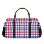 Blue Red And White Check Pattern Print Duffle Bag