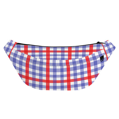 Blue Red And White Check Pattern Print Fanny Pack