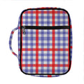 Blue Red And White Check Pattern Print Front Pocket Bible Bag