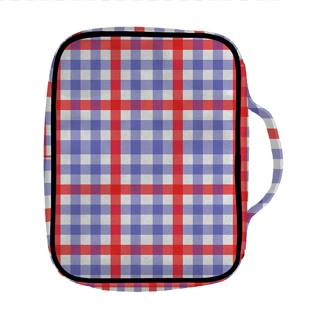 Blue Red And White Check Pattern Print Front Pocket Bible Bag