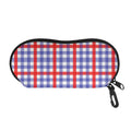 Blue Red And White Check Pattern Print Glasses Case