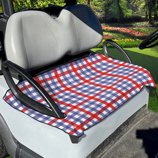 Blue Red And White Check Pattern Print Golf Cart Seat Cover