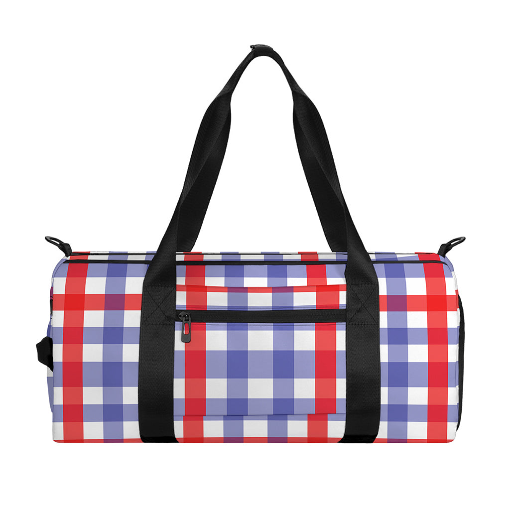 Blue Red And White Check Pattern Print Gym Bag