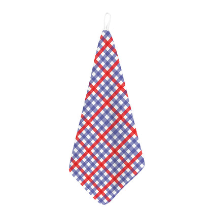 Blue Red And White Check Pattern Print Hand Towel