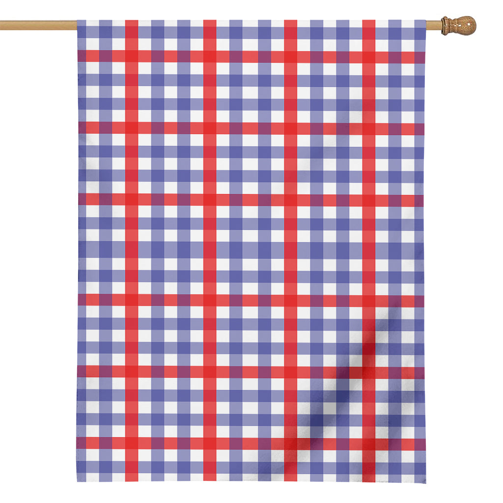 Blue Red And White Check Pattern Print House Flag